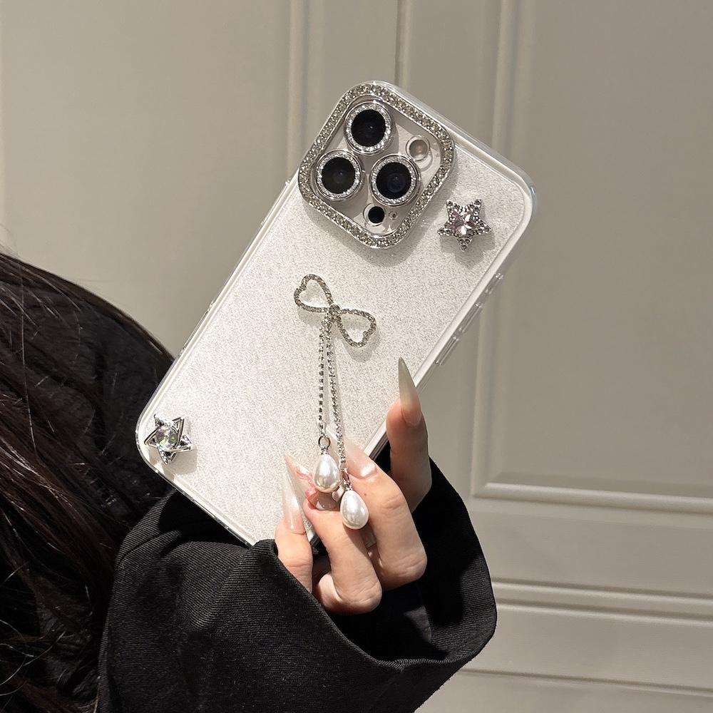 Luxury Shinny Diamond Star Glitter Bow Case for iPhone 16 Pro Max 15 13 14 Plus 12 11 Pro Max Cute Shimmering Protective Cover