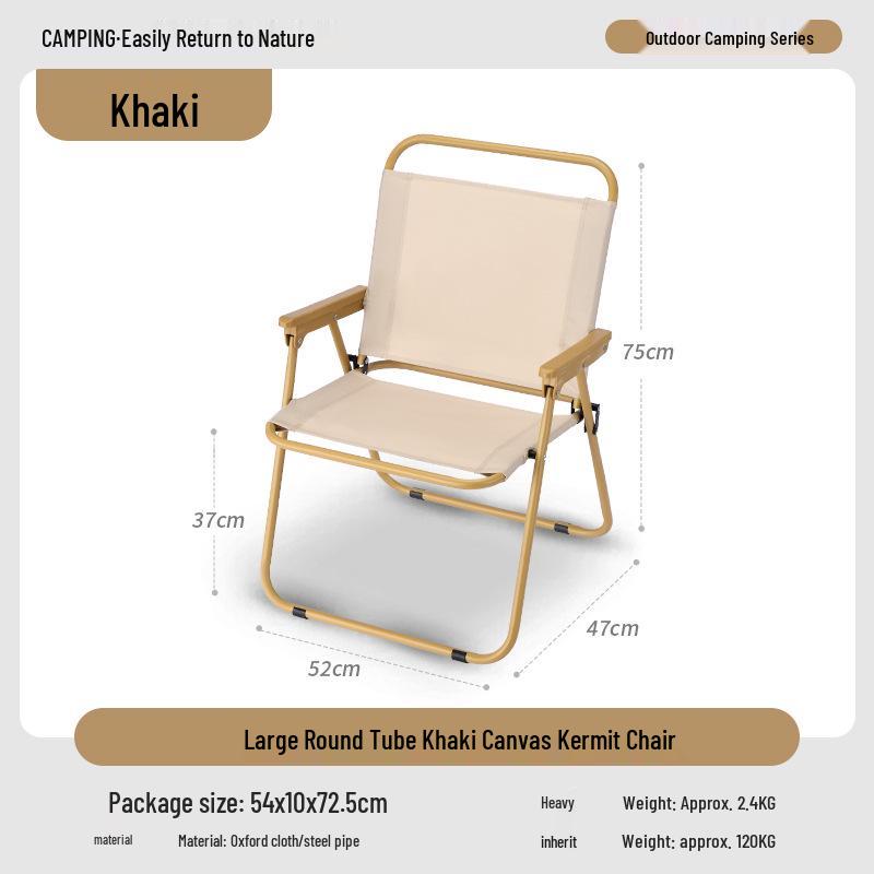 Carbon Steel Camping Folding Table & Kermit Chair Set - Metal Outdoor Roll-up