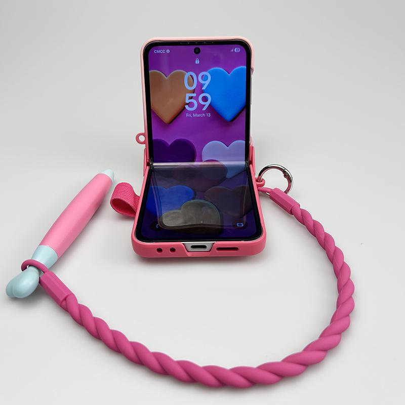 Etui zflip7 etui flip6 urocze etui ze stylusem etui flip do Samsung Galaxy Z Flip6 zflip7 urocze funda z silikonowym paskiem na rękę