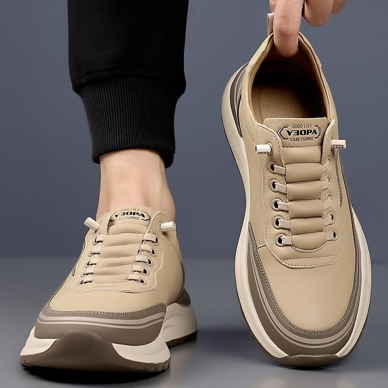 Men's Sneakers Thick Sole Walking Shoes Male Fashion Casual Footwear Solid Color Board Shoe