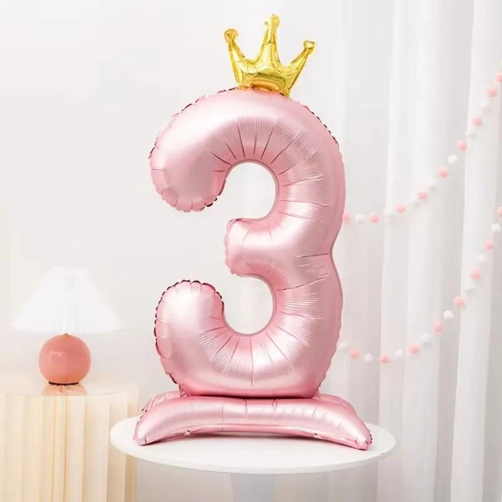 42 Inch Digital Balloon Aluminum Foil Girls Birthday Favor Jumbo Number Balloon Wedding Party Ballons Pink Crown Balloons