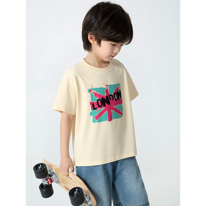 Export Summer New Children's Pure Cotton Printed Short-Sleeved T-Shirt, Medium and Large Children's Clothing, Loose Korean Style Parent-Child Tops
