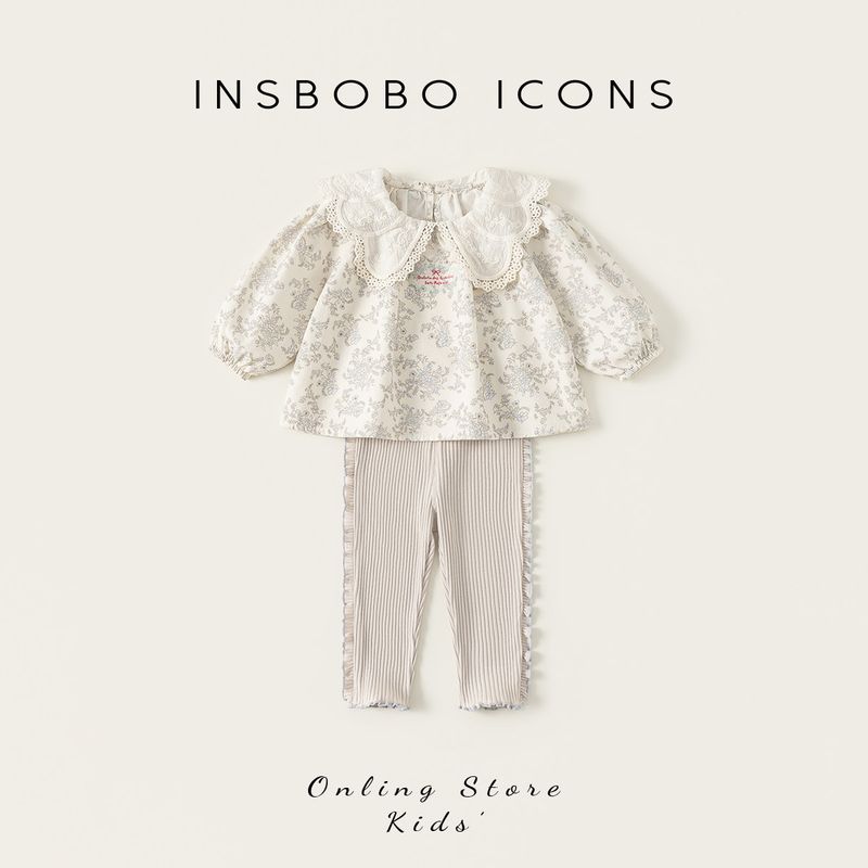 Insbobo Baby Girl Outfit 2026 Spring New Baby Spring Clothing Fashionable Shirt Infant Stylish Spring and Autumn Clothes Gray 73