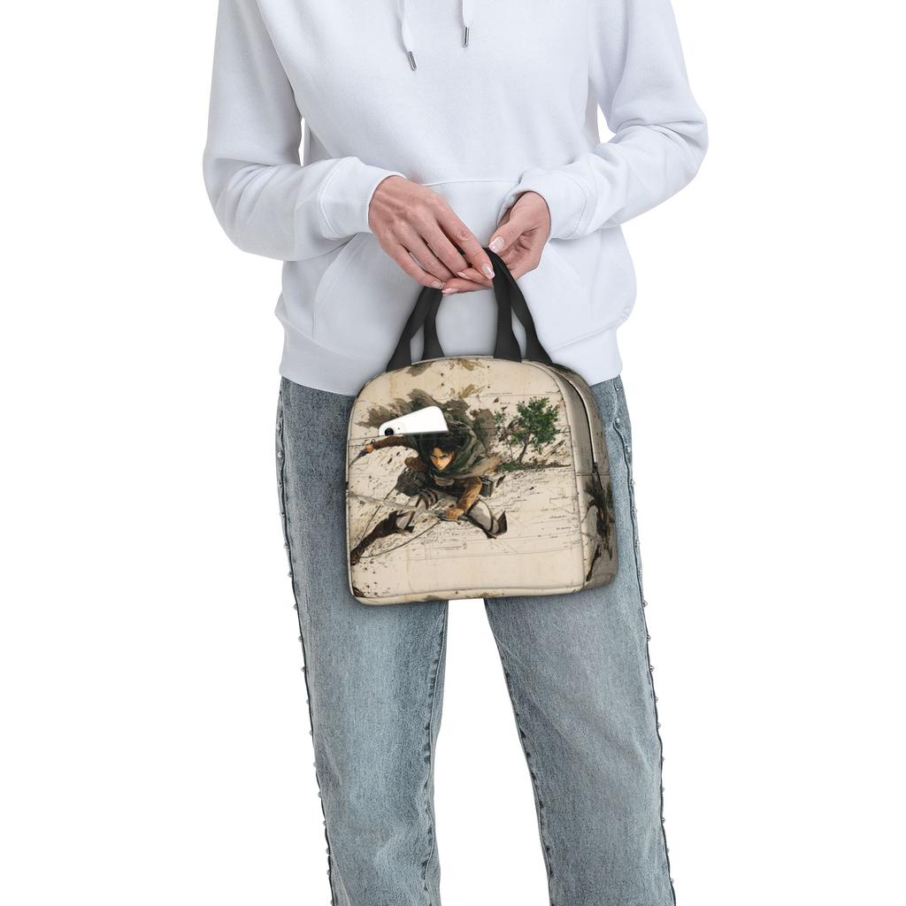 Custom Attack On Titans Portable Lunch Boxes Unisex Leakproof Manga Cooler Thermal Food Insulated Lunch Bag School Student