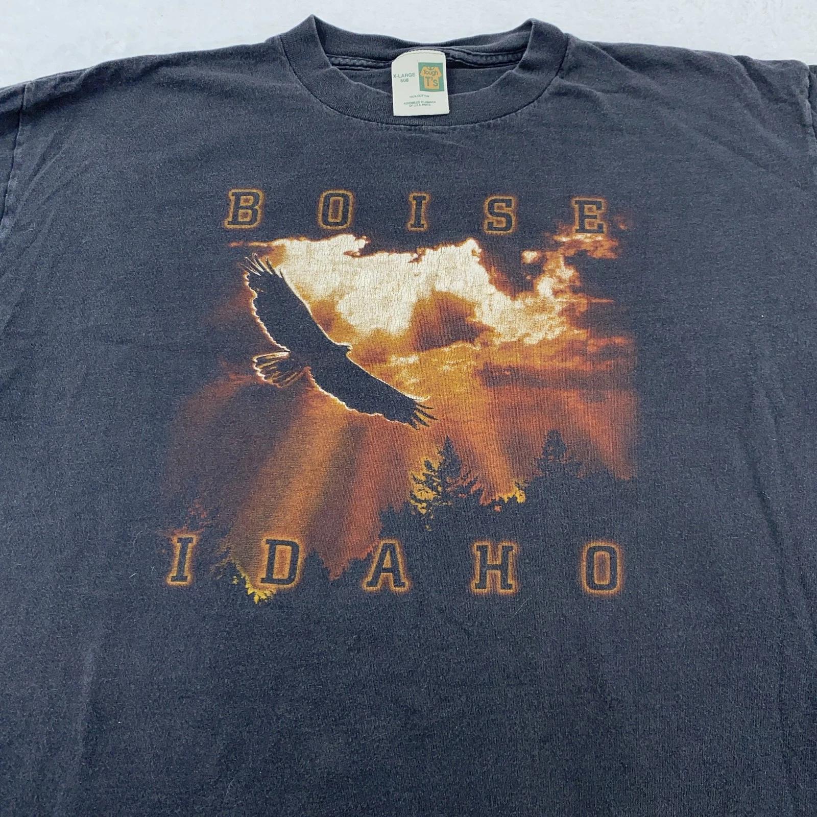 

Винтажная футболка Boise Idaho Мужская L/XL Черный Орел Закат Графика На природе 90-е S