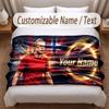 Erling Haaland Printed Flannel Blanket Custom Name Text Soft Warm Throw For Bedroom Holiday Gift