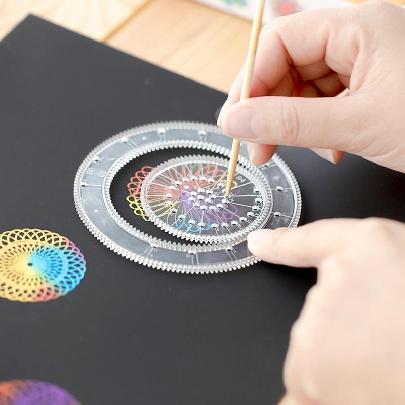 10-33 Stück Spirograph Design Kunsthandwerk Set Klassisch Erstaunlich Regenbogen Magisches Rubbelpapier Set Kinder Kinder Pädagogisches Zeichenspielzeug