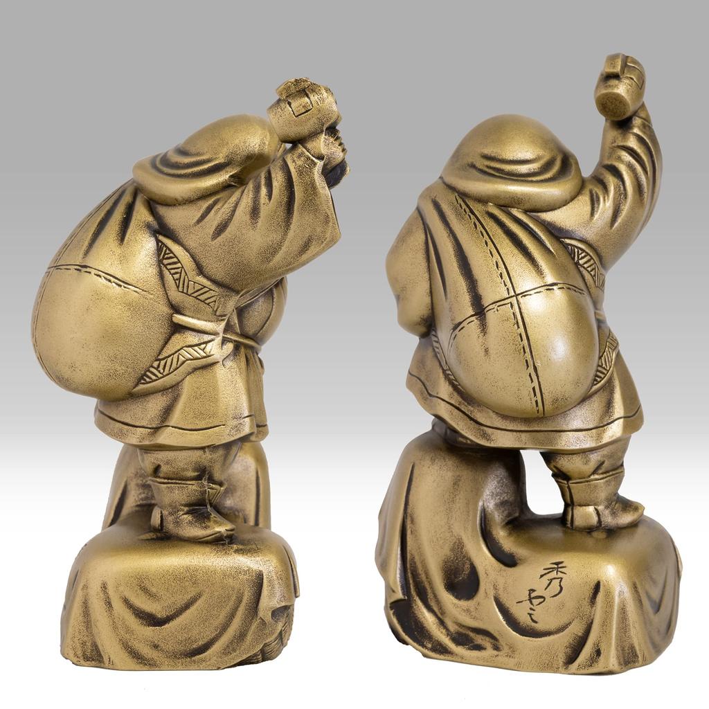 Einer der Sieben Glücksbringer Seidige Makita Antike Buddhistische Takaoka Kupferwaren Daikokuten, Götter, Gold. Bildhauer Shuun. Originalgold. Statue. (Daikokuten