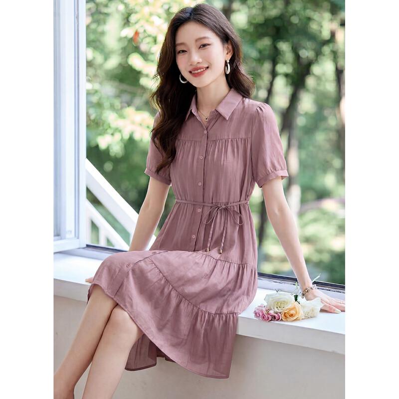 Sanpowa Elegant Lapel Midi Dress L