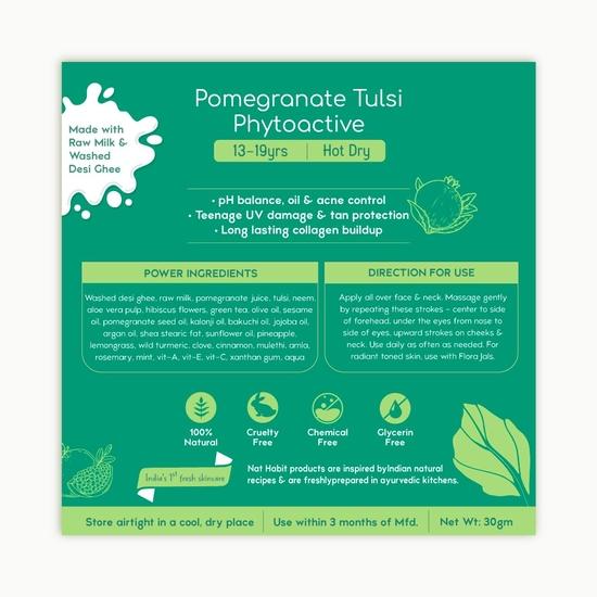 Nat Habit All Day Face Cream, Fresh Whipped Pomegranate Face Malai, Tulsi PhytoActive - For Hot & Dry Weather (13 To 19yrs, 30g)