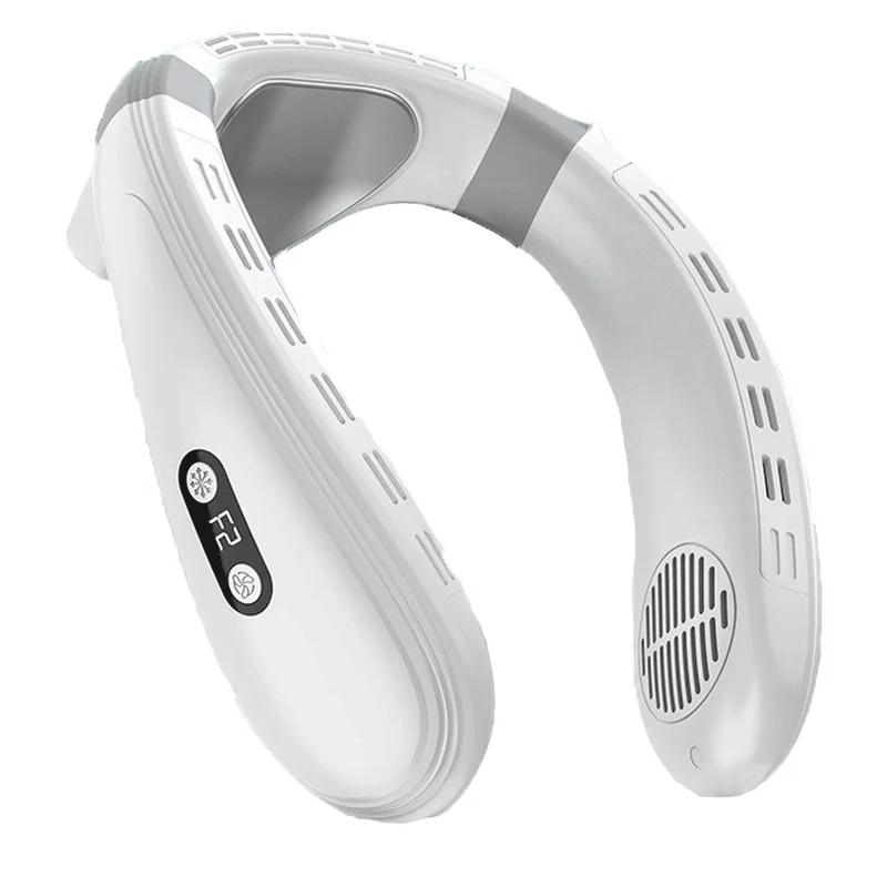 2026 New Neck Air Conditioner Portable Neck Fan Rechargeable Semiconductor Cooling Bladeless Fan Wearable Cooler multi purpose