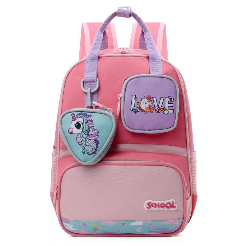 

Школьные рюкзакиРюкзак для детей 1-го и 2-го классов начальной школы, милый мультяшный, в зарубежном стиле, тренд розовый