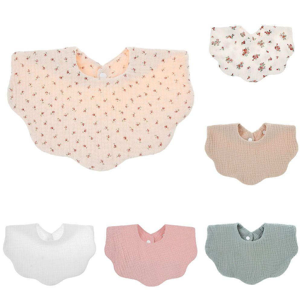 Solid Color Flower Newborn Bib Infant Burp Cloths Cotton Gause Baby Bibs Bandana Scarf for Kid Girl Boy Feeding Saliva Towel