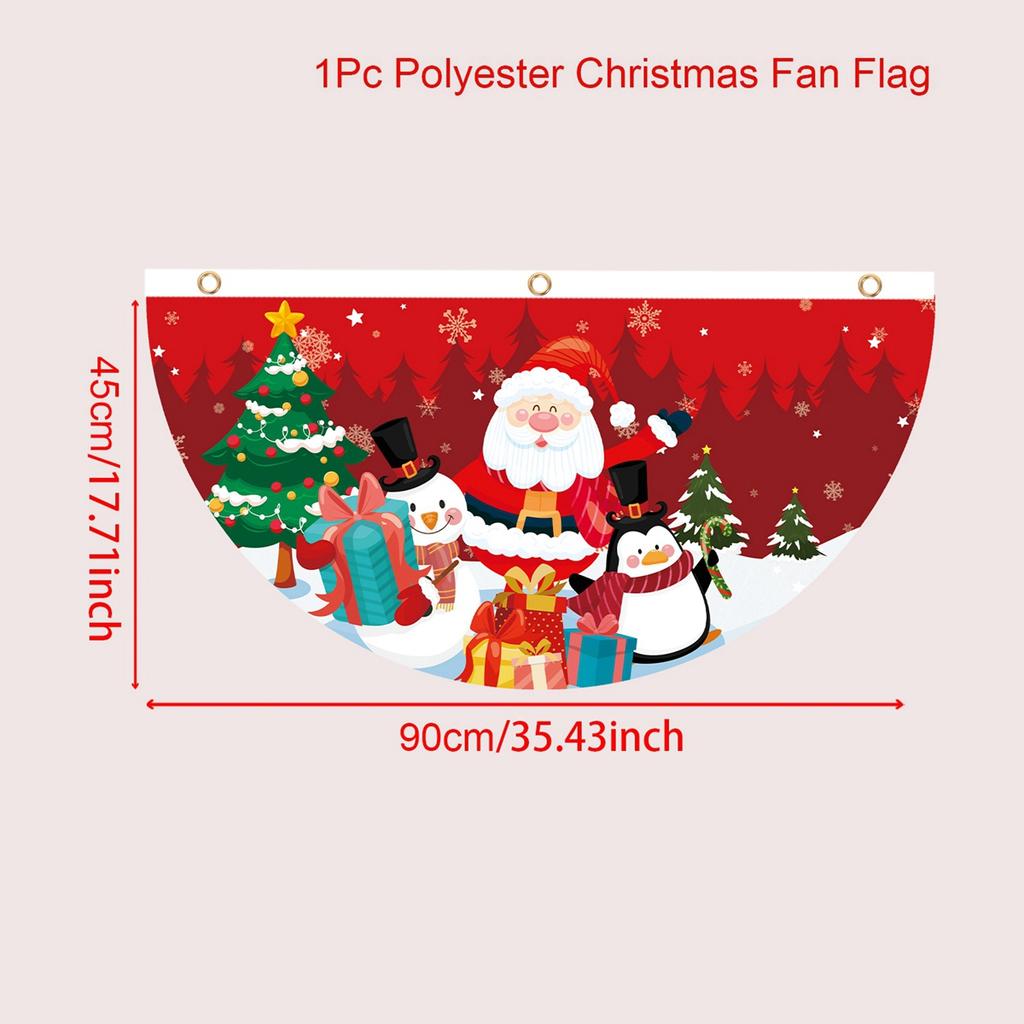 Christmas Outdoor Fan-shaped Flag Banner Christmas Decor for Home 2025 Cristmas Drop Ornament Xmas Navidad Gift New Year 2025