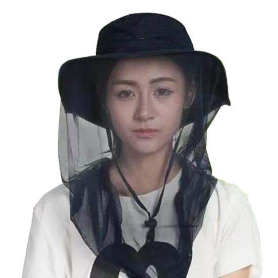 Mosquito Head Net Hat Sun Protection Bucket Hat with Hidden Net Mesh Foldable Fly Protection Netting Hat for Outdoor Fishing Hiking
