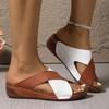 Contrast Color Cross Strap Wedge Sandals Women Lightweight Casual Platform Slippers Woman Summer Comfort Non Slip Beach Sandals