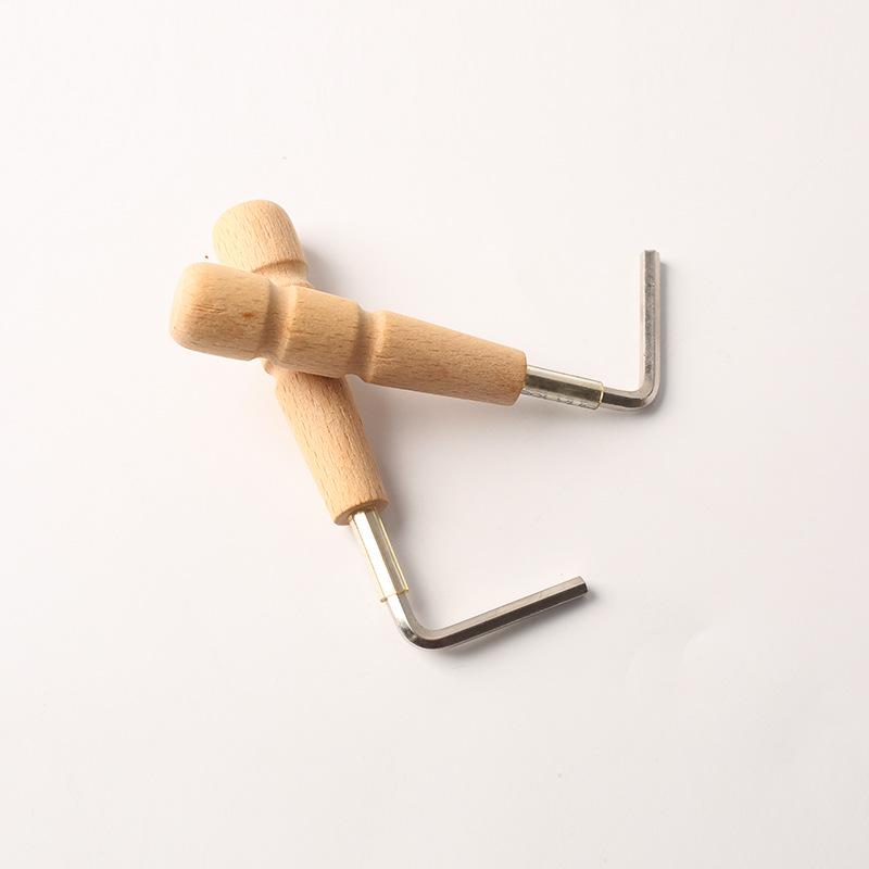 Guitar Neck & String Spacing Adjustment Wrench with 4mm Hex and Wooden Handle for Electric & Acoustic Guitars
