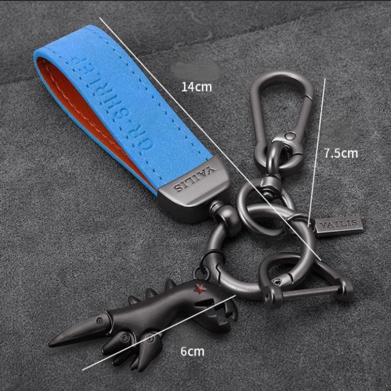 Small Dinosaur Car Keychain Motorcycle Decorative Accessories Single Leather Metal Keychain Handbag Pendant Small Gift