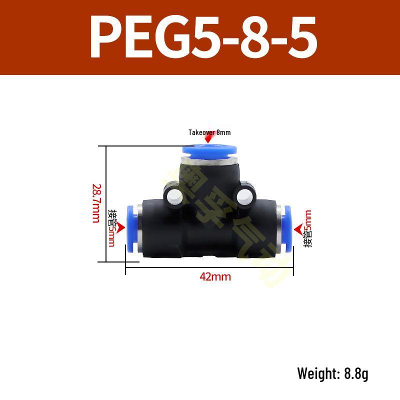 Pneumatická T-redukce rychlospojka pro PE trubky (4-14 mm)
