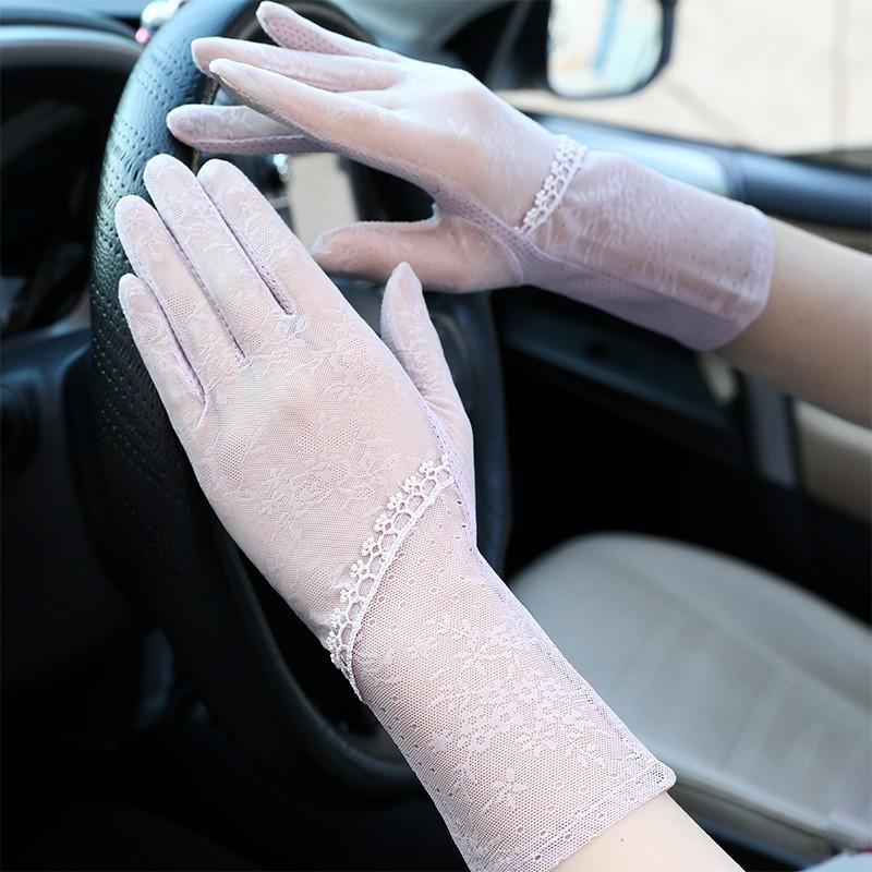 Sunscreen Lace Gloves Spring Bow Touch Screen Gloves Ladies Driving Breathable Outdoor Shade Cycling Summer Gloves