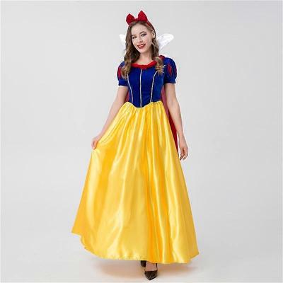 Costume da Biancaneve per Adulti con Mantello Halloween Esibizione Scenica Cosplay Abito da Principessa Disney Blu Giallo Classico
