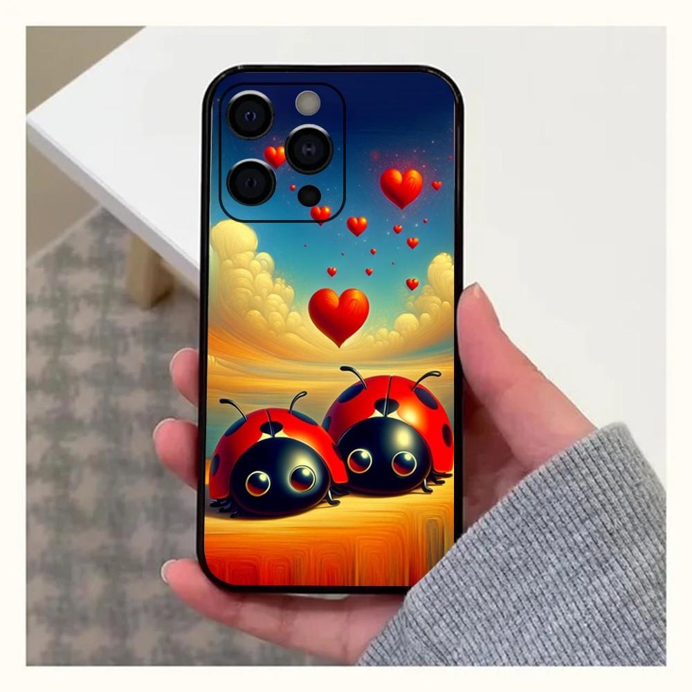 

Ladybug Insect Red Black Phone Case For Apple iPhone 15,14,13,12,11,Pro,X,XS,Max,XR,Plus,Mini Soft Black Cover iPhoneXR