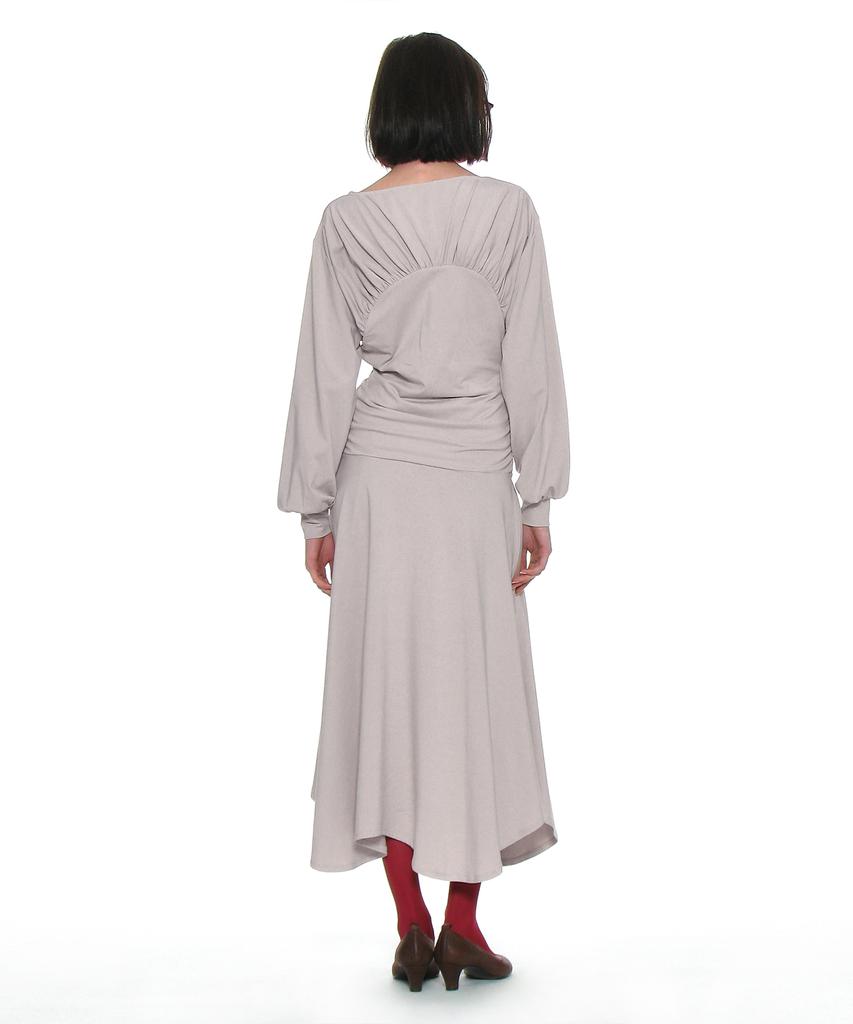 Partimento Woman Shirred Jersey Asymmetrical Dress_Stone