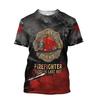 Firefighter Fire Simulation Drill Pattern 3D Print Cross-border New Men's Casual Short-Sleeve T-Shirt Factory Direct Sale