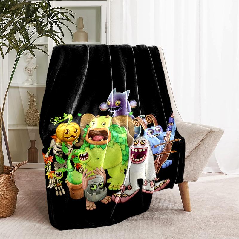 1 Stück Decke My Singing Monsters Aufdruck, Leichte Decke für Sofa, Bett - Weich & Warm, Geschenk für alle Jahreszeiten wie Weihnachten, Halloween