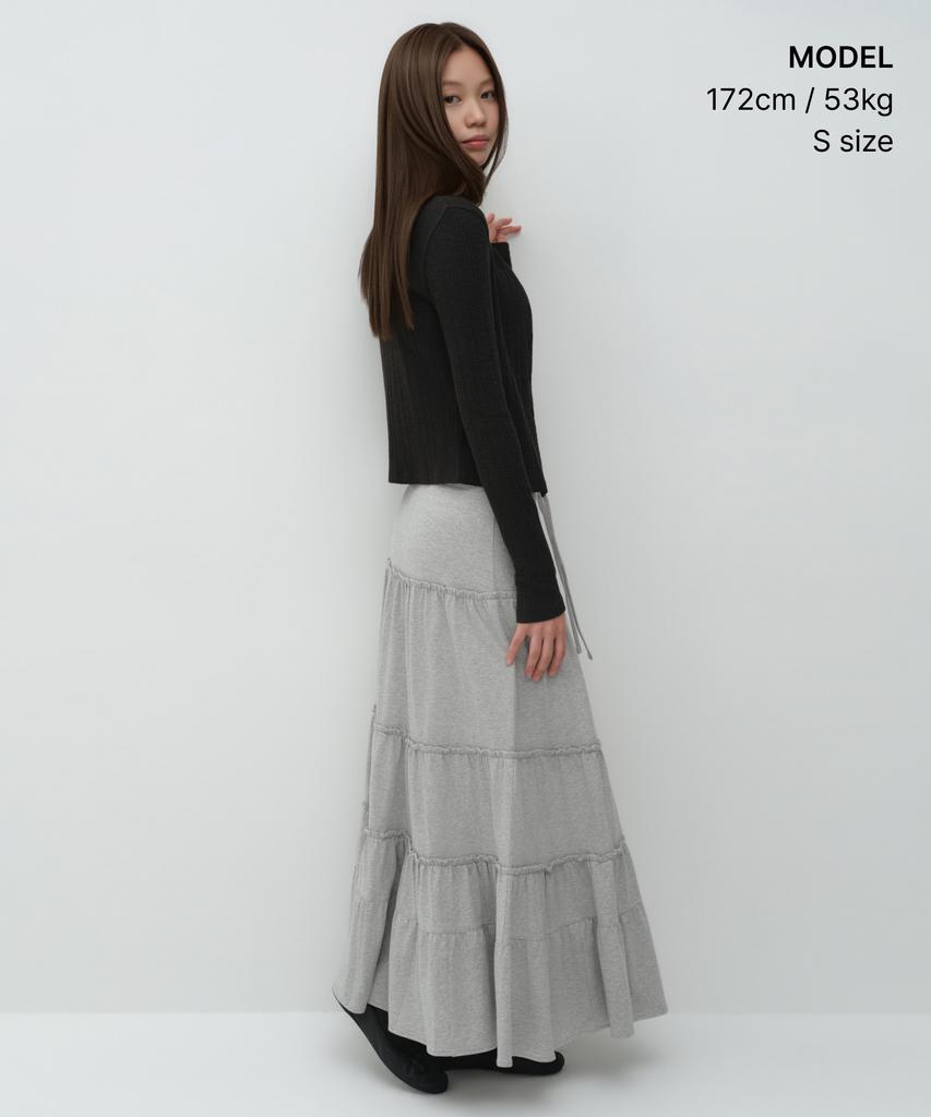 Musinsa Standard Woman Women'S Jersey Tiered Long Skirt [Medium Grey]