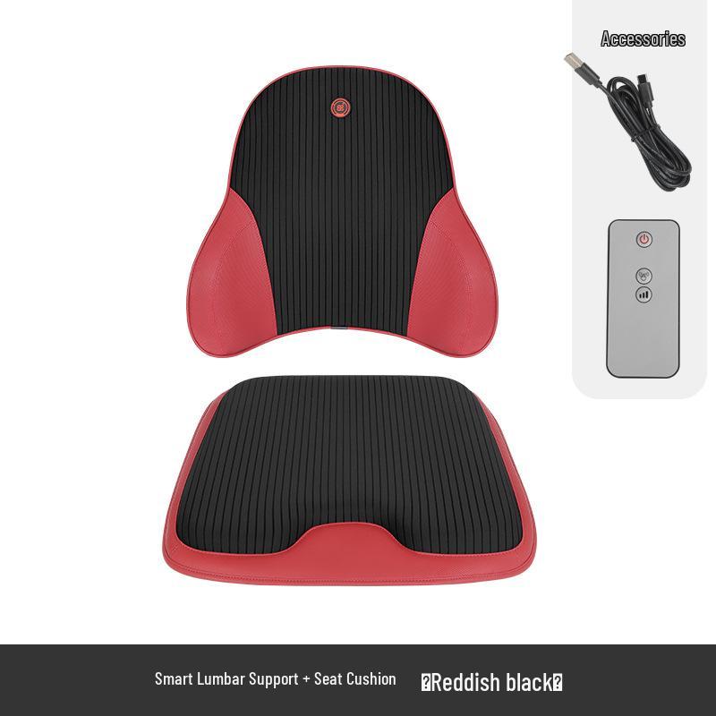 Electric Massage Lumbar Support Pillow - Memory Foam Car Seat Cushion with Remote Control.