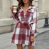 Oversized Long Sleeve Dress Autumn Winter Shirt Waistband Open Cardigan A-Line Midi Skirt Elegant