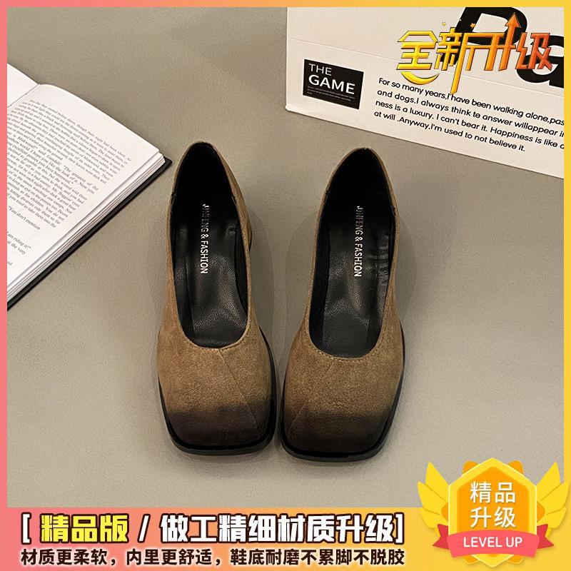 Temperament late evening wind shallow mouth single shoes women's 2025 new French thick heel Mary Jane high heels versatile commuter women's shoes