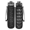 Tritan Frosted 1000ml Plastic Water Bottle with Time & Capacity Scale, Portable Handle