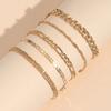 5Pcs/Set Bohemian Twisted Flat Chain Anklets for Women Summer Figaro Link Ankle Jewelry Gift Set