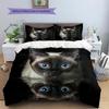 Black Siamese Cat Pattern Bedding Home Decoration Birthday Gift (1 * duvet cover + 2 * pillowcase, without core)
