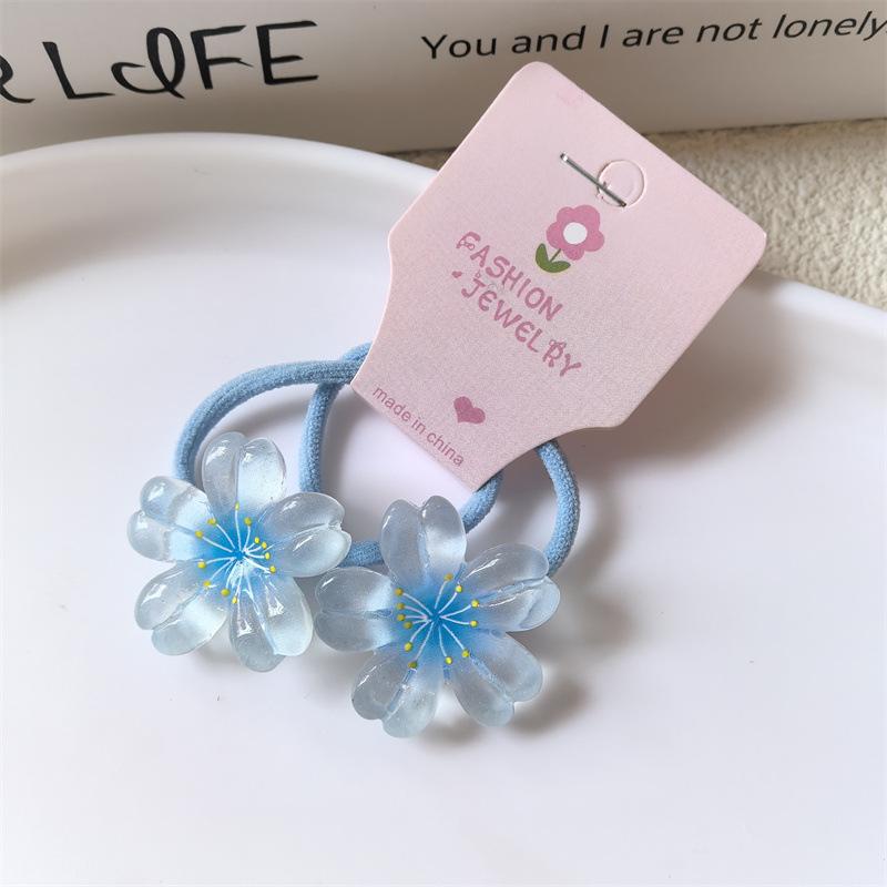 2 Pieces Cute Five Petal Cherry Blossom Princess Headwear Kids Elastic Hair Bands Children Hair Ropes Girls Hair Accessories