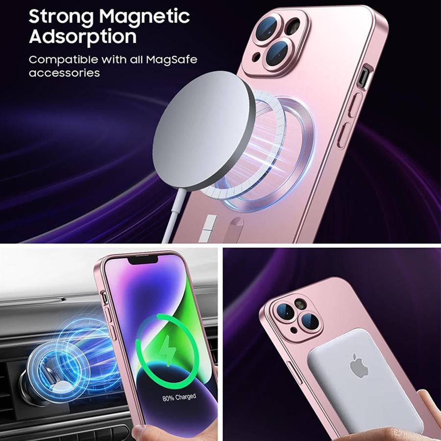 Magnetische Hülle für iPhone 16 15 14 13 12 11 Handyhülle Matt Luxuriös Weich Metallischer Glanz Design mit Kameraobjektivschutz Kompatibel mit Magsafe Hülle