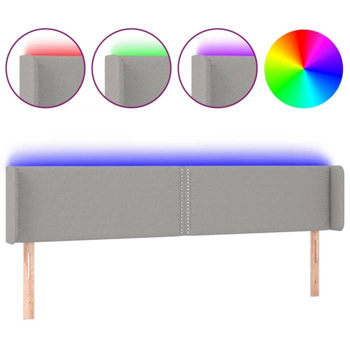 VidaXL LED Headboard Bedroom Furniture Double Bed Accessory Head of Bed Frame Interior Light Grey 3123110