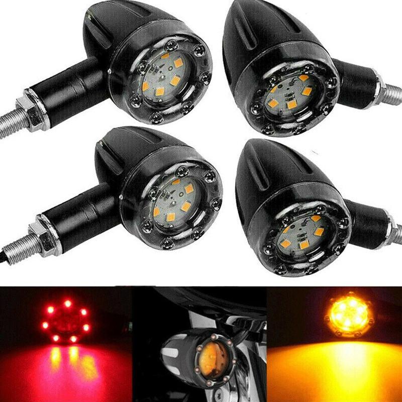 Motorcycle Turn Signal Light LED Mini Bullet Moto Indicators Stop Light LED Universal 12V 8mm LED Brake Amber Red Tail Lamp