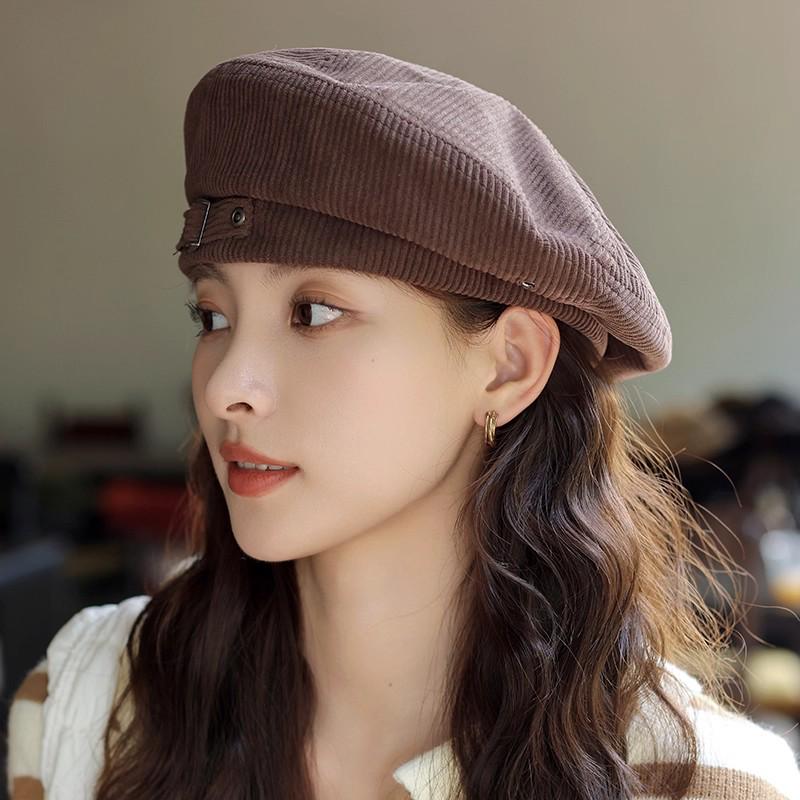 Spring & Autumn Large Head British Casual Style Beret - Women's Versatile Fashion Trend, Slimming Look