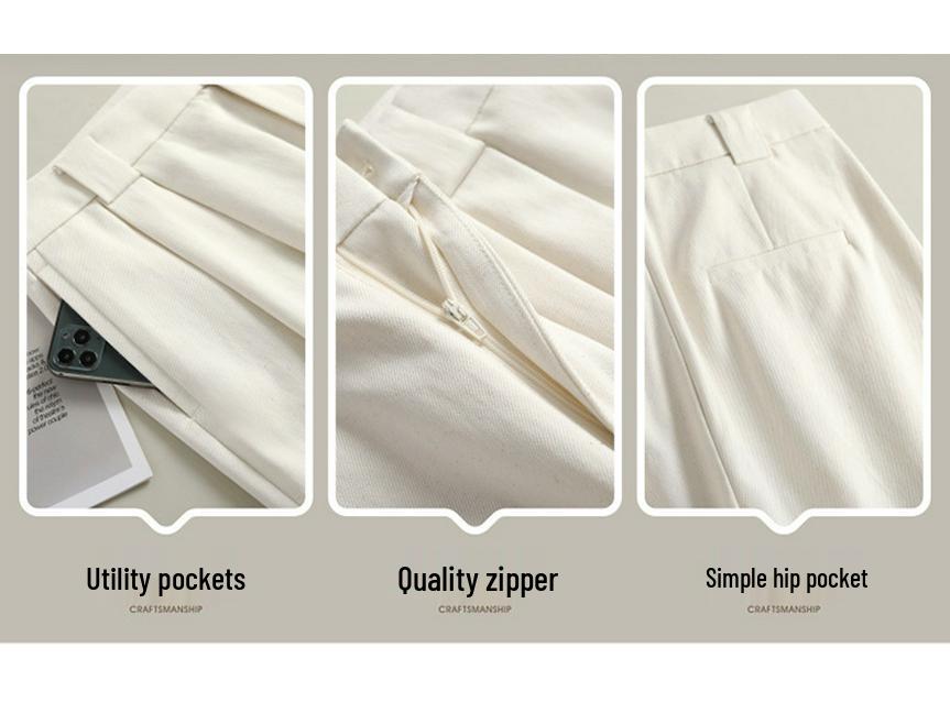2026 Spring Women's Tencel Wool High-Waisted Wide-Leg Pants - Casual Loose Drapey Slimming Floor-Length Trousers