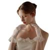1 Pair Exquisite Short Gloves Wedding Bridal White Lace Pearls Ruffle Edge Women Ladies Bride Bridesmaid Finger Wedding Decors