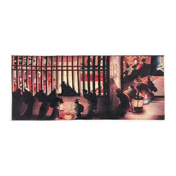 Ukiyo-e Tenugui Towel -  Courtesan at the Lattice Gate  by Keisai Eisen, 100% Cotton, Premium Japanese Tenugui Fabric (Tokuoka), Reactive Dye, Nassen