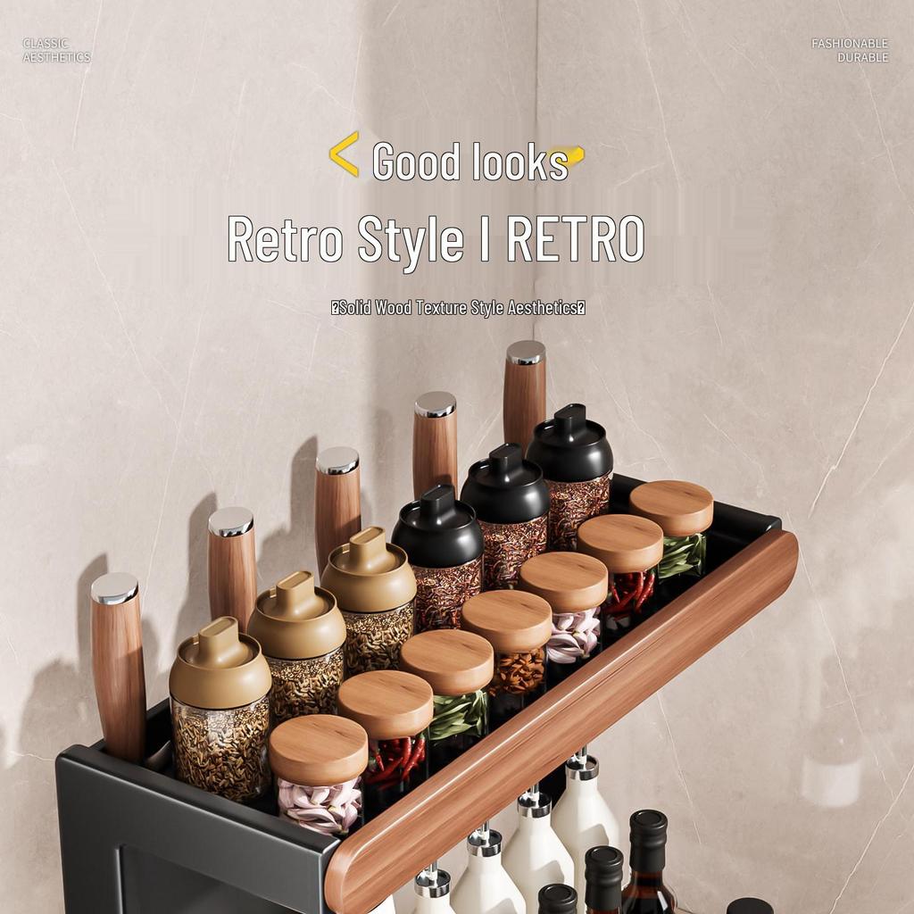 Used Multi-layer Kitchen Countertop Seasoning Rack for Bottles, Jars, Oil, Salt, Soy Sauce, and Vinegar.