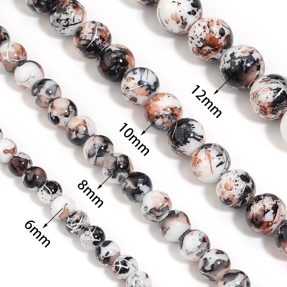 1 Strand 6/8/10/12mm Black Brown Glass Beads Round Loose Spacer Bead For Jewelry Making DIY Crafts Bracelet Necklace Accessories