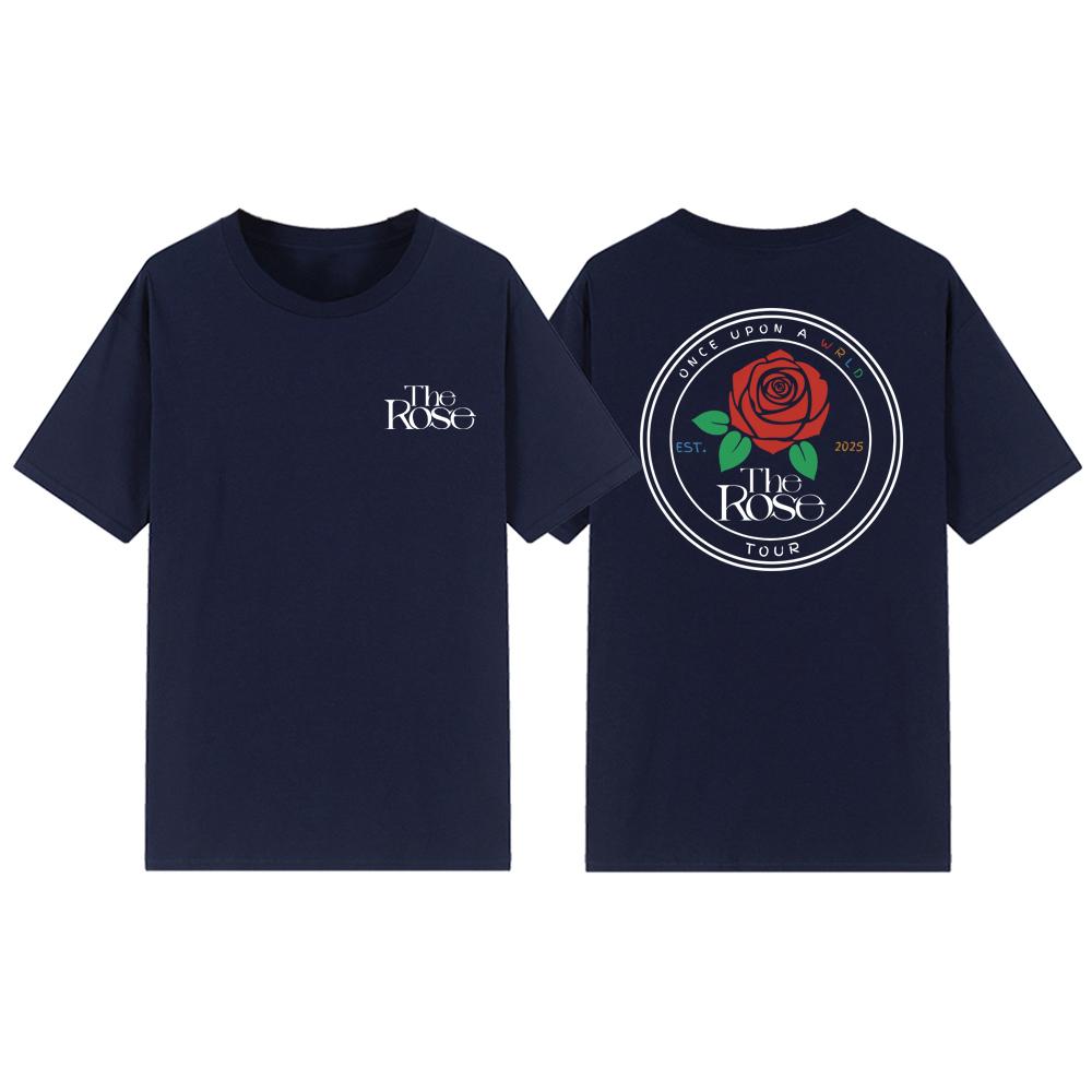 The Rose Once Upon A WRLD Tour Tričko Roztomilé Koncertní Tričko Korejské Rockové Tričko Dámská Trička Krátký Rukáv K-popové Tričko Streetwear Top