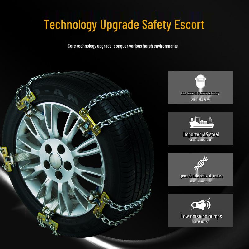 Universal Car Tire Anti-Skid Chains for Sedan & SUV - Snow & Mud Emergency Use