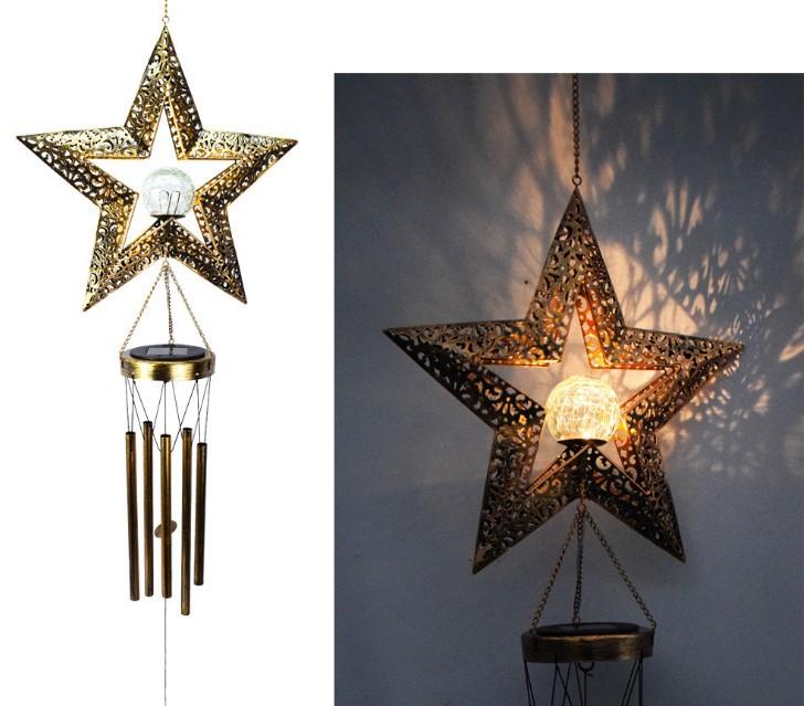 Guaranteed Quality Proper Price LED Colored Glass Balls Wind Chime  Light Solar Lights Outdoor Waterproof Garden Decor звезда