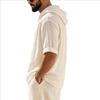 Men's Short Sleeve Hoodie, Lightweight Hooded T-Shirt with Texture, Casual Summer Streetwear Top for Men